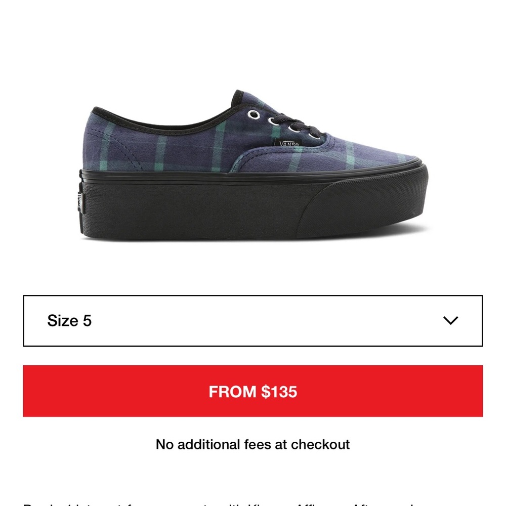 Vans Women's Blue and Black Plaid Platform Sneakers